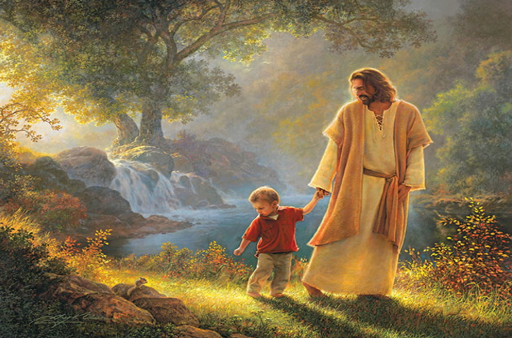 Jesus With Children Walking Clip Art