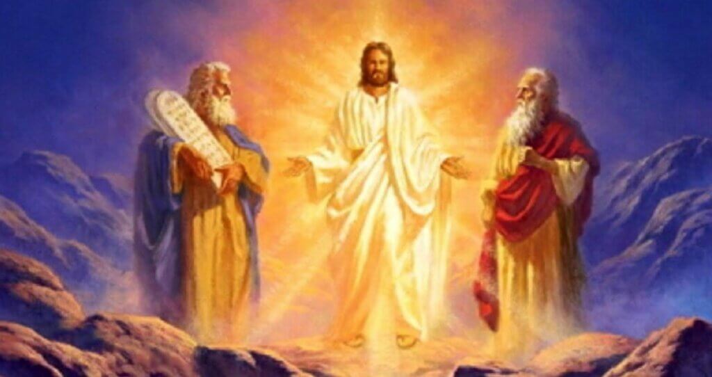 Jesus on Mountain top with Moses and Elisha