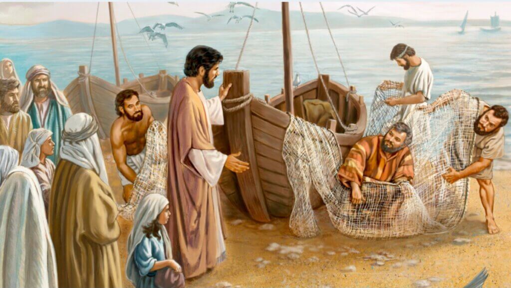 Jesus asked some fishermen to follow him and be fishers of man.