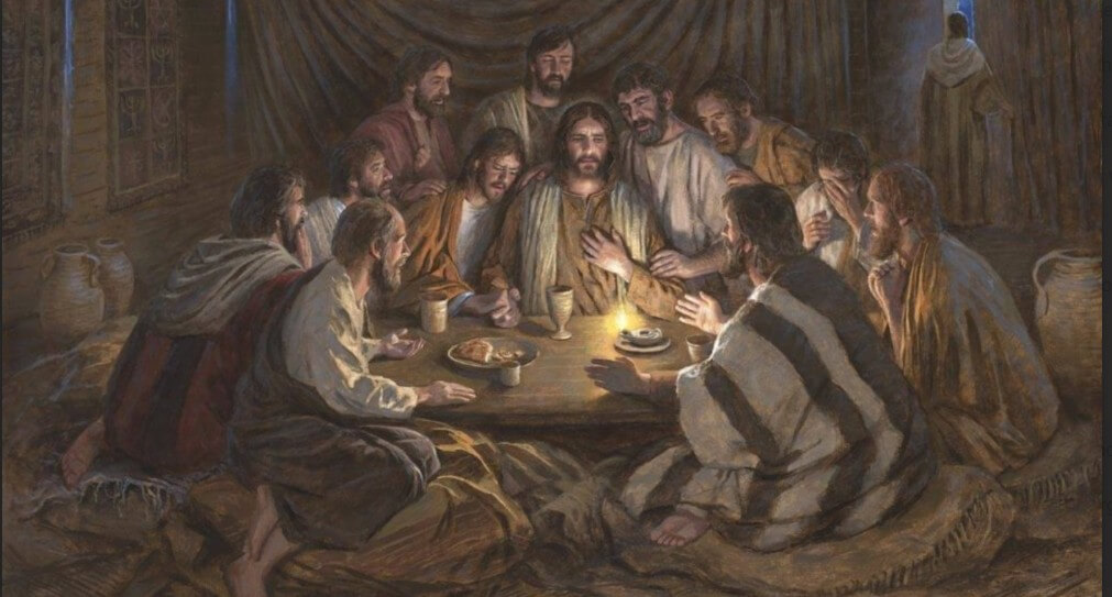 Jesuis and his followers gather in the garden after arriving in Jeruselem